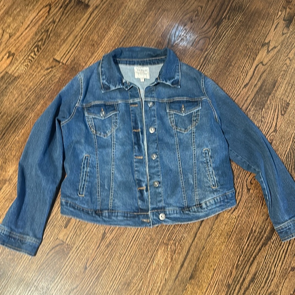 Torrid women’s Jean denim blue stretch Y2K jacket size 14/16 - Picture 2 of 8